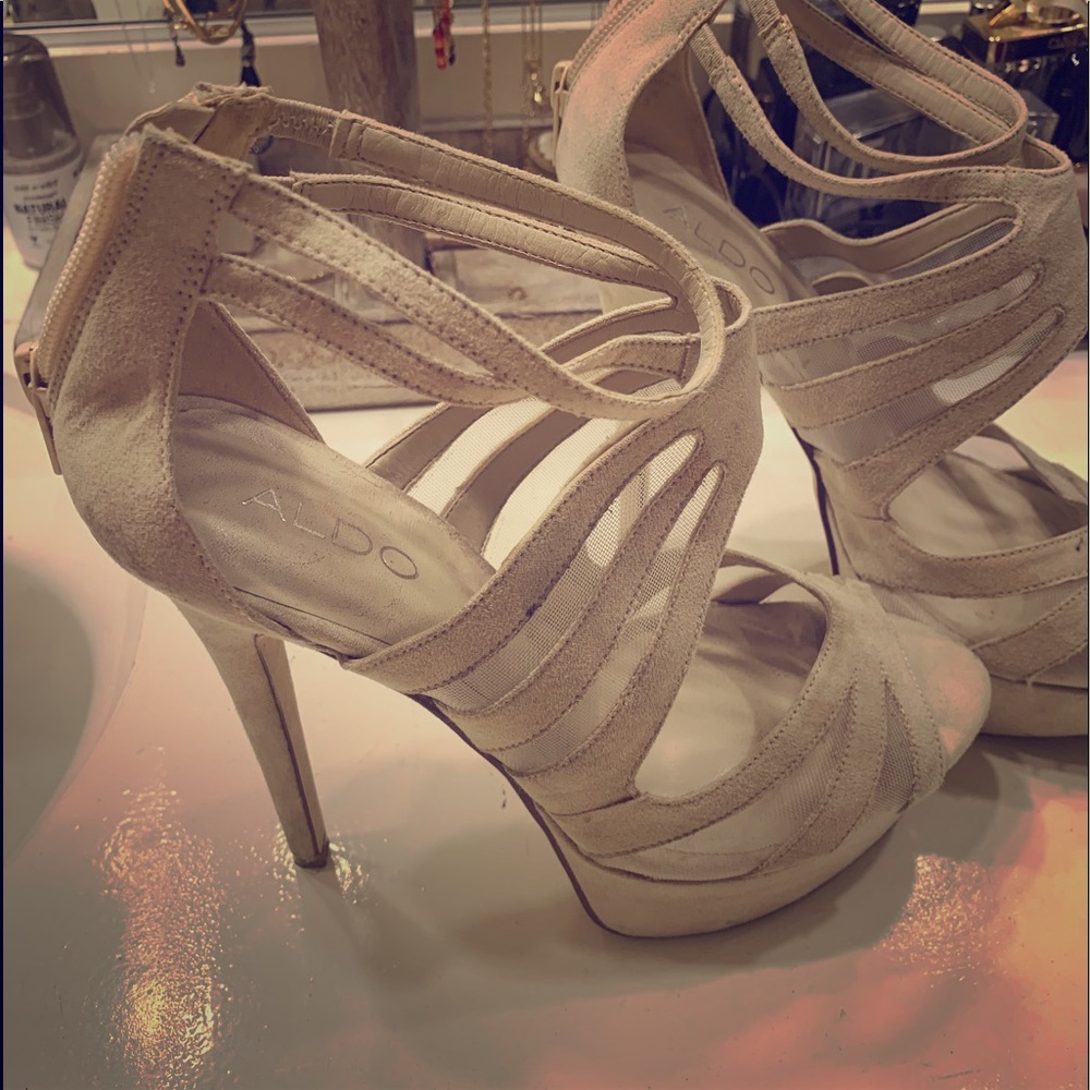 Tan suede heels